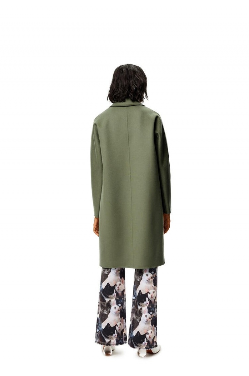 Abrigos Loewe Anagram coat in wool and cashmere Mujer Sage | 168URZEIV