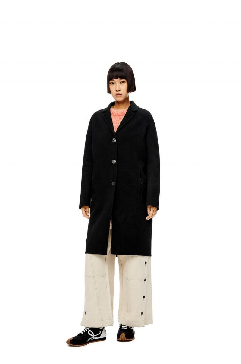 Abrigos Loewe Anagram coat in wool and cashmere Mujer Negras | 024JVCIOM