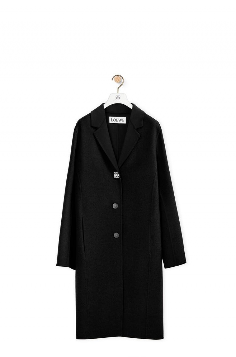 Abrigos Loewe Anagram coat in wool and cashmere Mujer Negras | 024JVCIOM