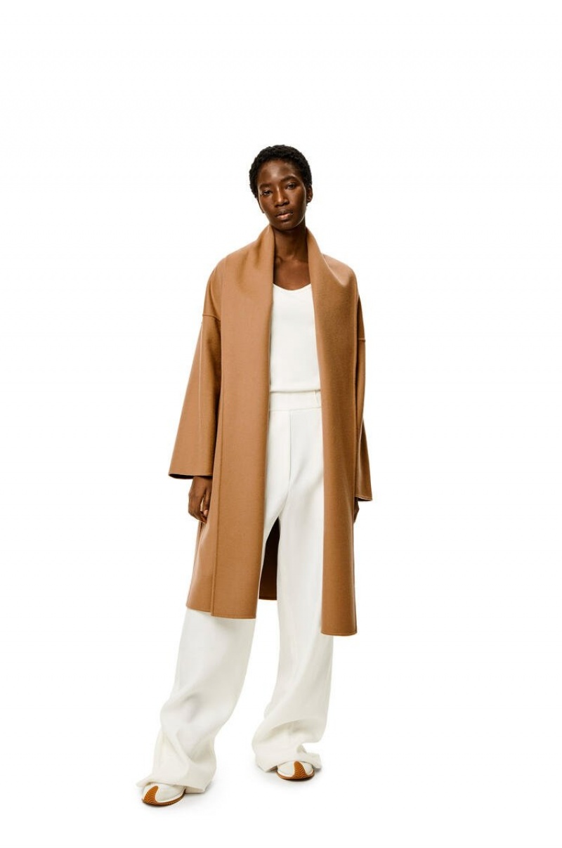 Abrigos Loewe Belted coat in wool and cashmere Mujer Camel | 039LSXYED