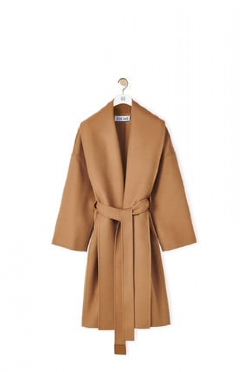 Abrigos Loewe Belted coat in wool and cashmere Mujer Camel | 039LSXYED