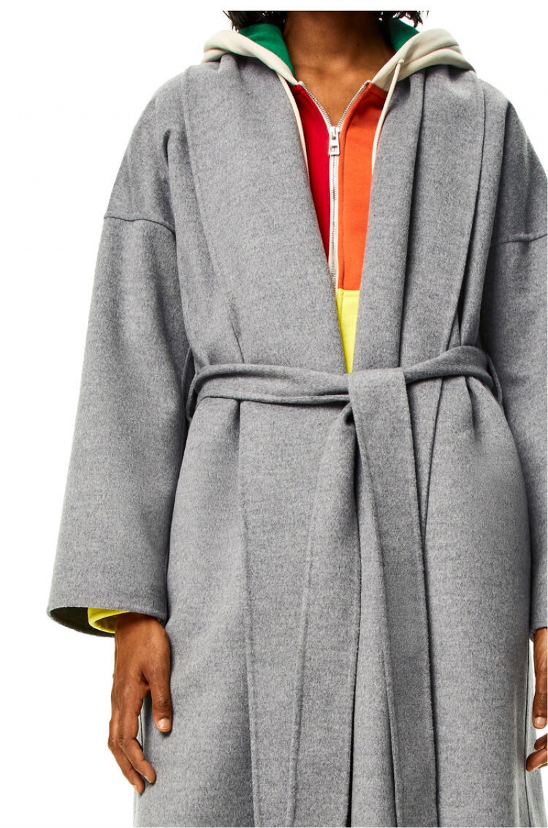 Abrigos Loewe Belted coat in wool and cashmere Mujer Gris | 930YOIAMZ