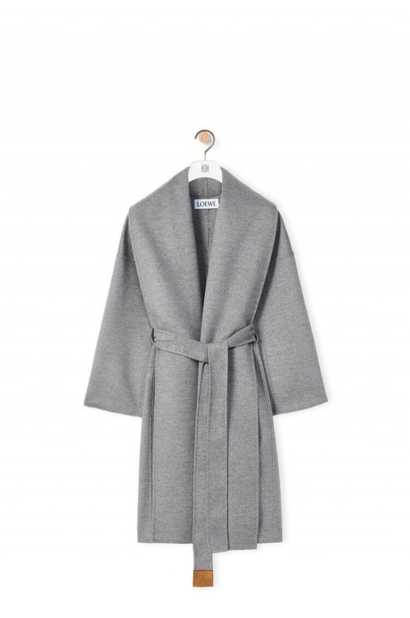 Abrigos Loewe Belted coat in wool and cashmere Mujer Gris | 930YOIAMZ