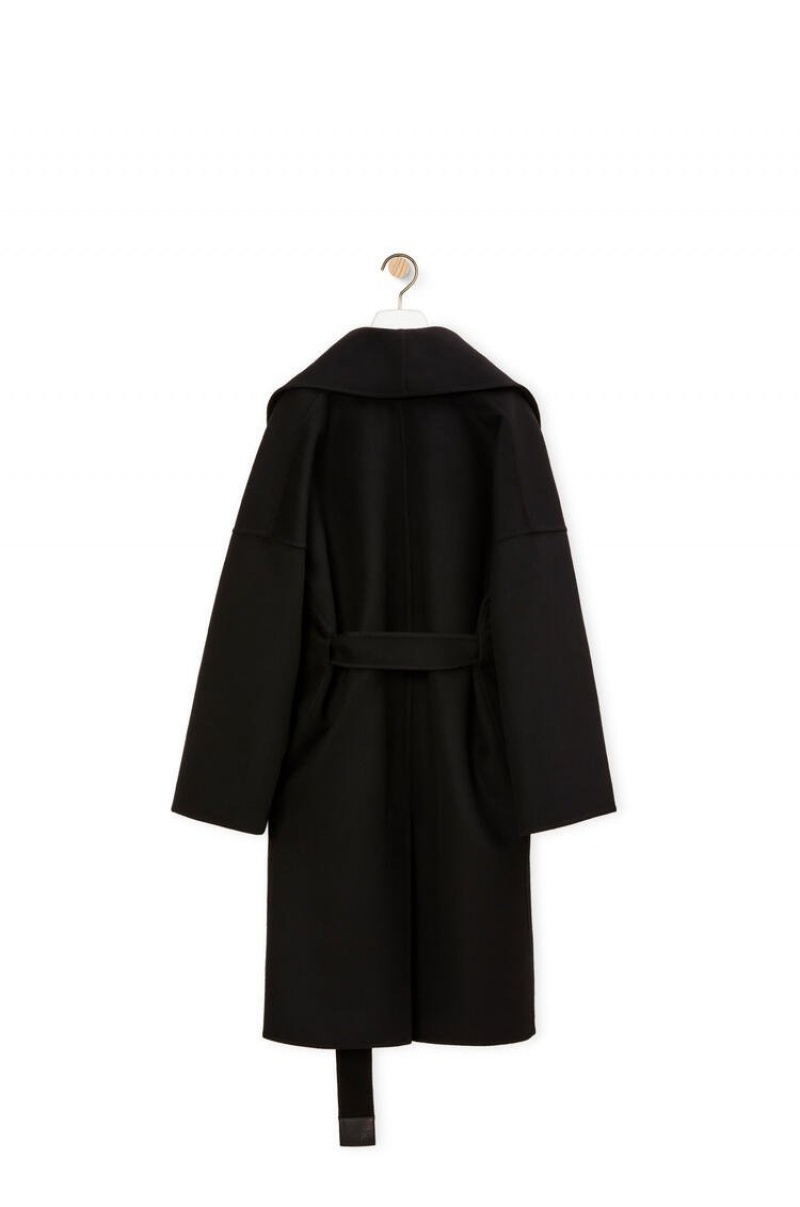 Abrigos Loewe Belted coat in wool and cashmere Mujer Negras | 293KBUQEG