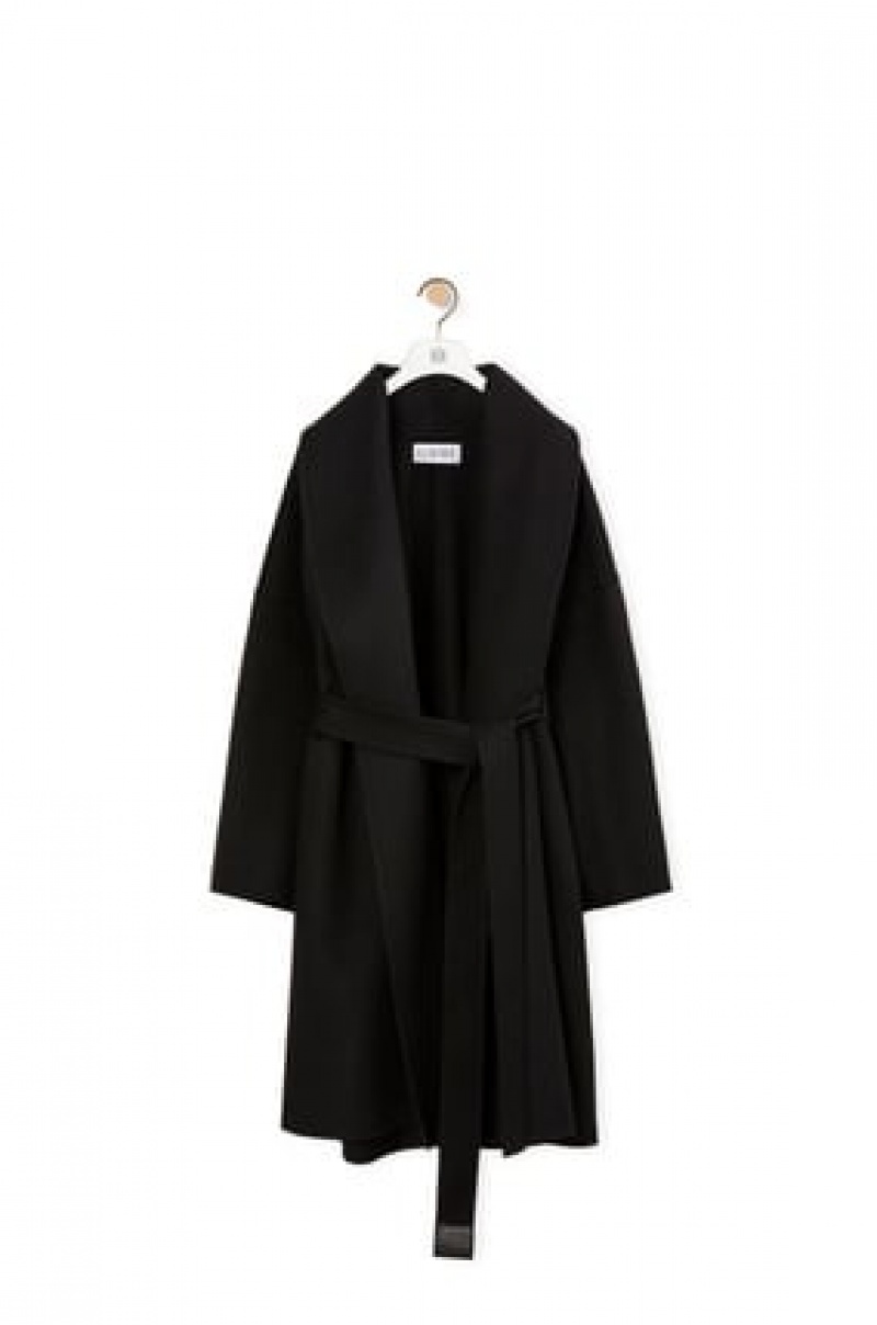 Abrigos Loewe Belted coat in wool and cashmere Mujer Negras | 293KBUQEG