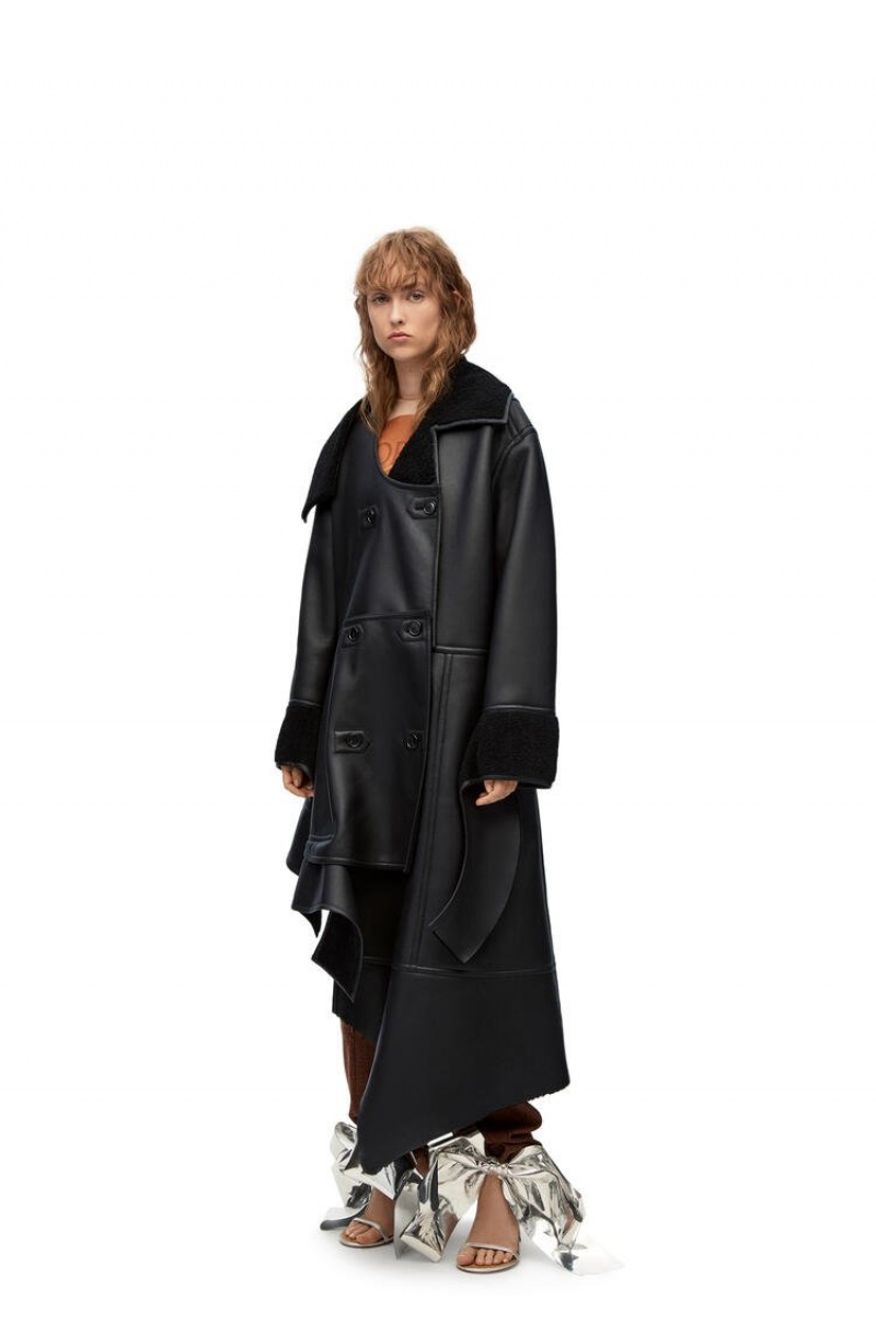 Abrigos Loewe Deconstructed coat in shearling Mujer Negras | 364HLQINV