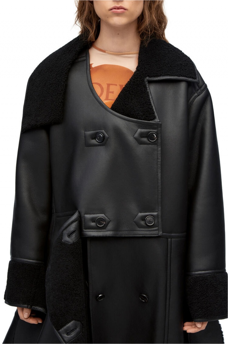 Abrigos Loewe Deconstructed coat in shearling Mujer Negras | 364HLQINV