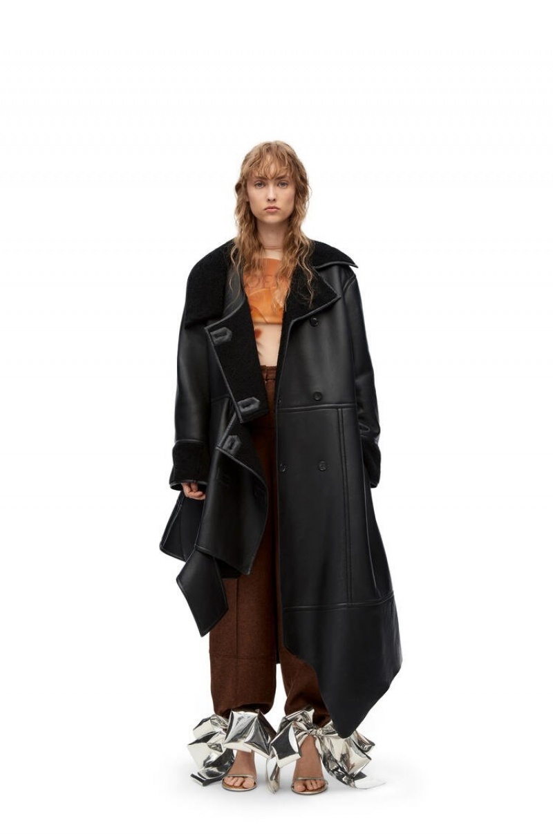 Abrigos Loewe Deconstructed coat in shearling Mujer Negras | 364HLQINV