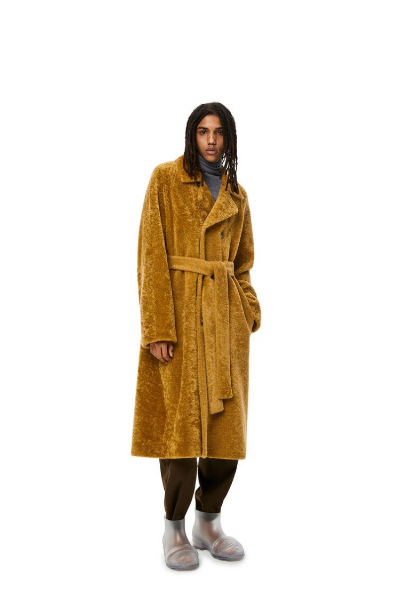 Abrigos Loewe Double breasted coat in shearling Hombre Tobacco | 409JYBFMI