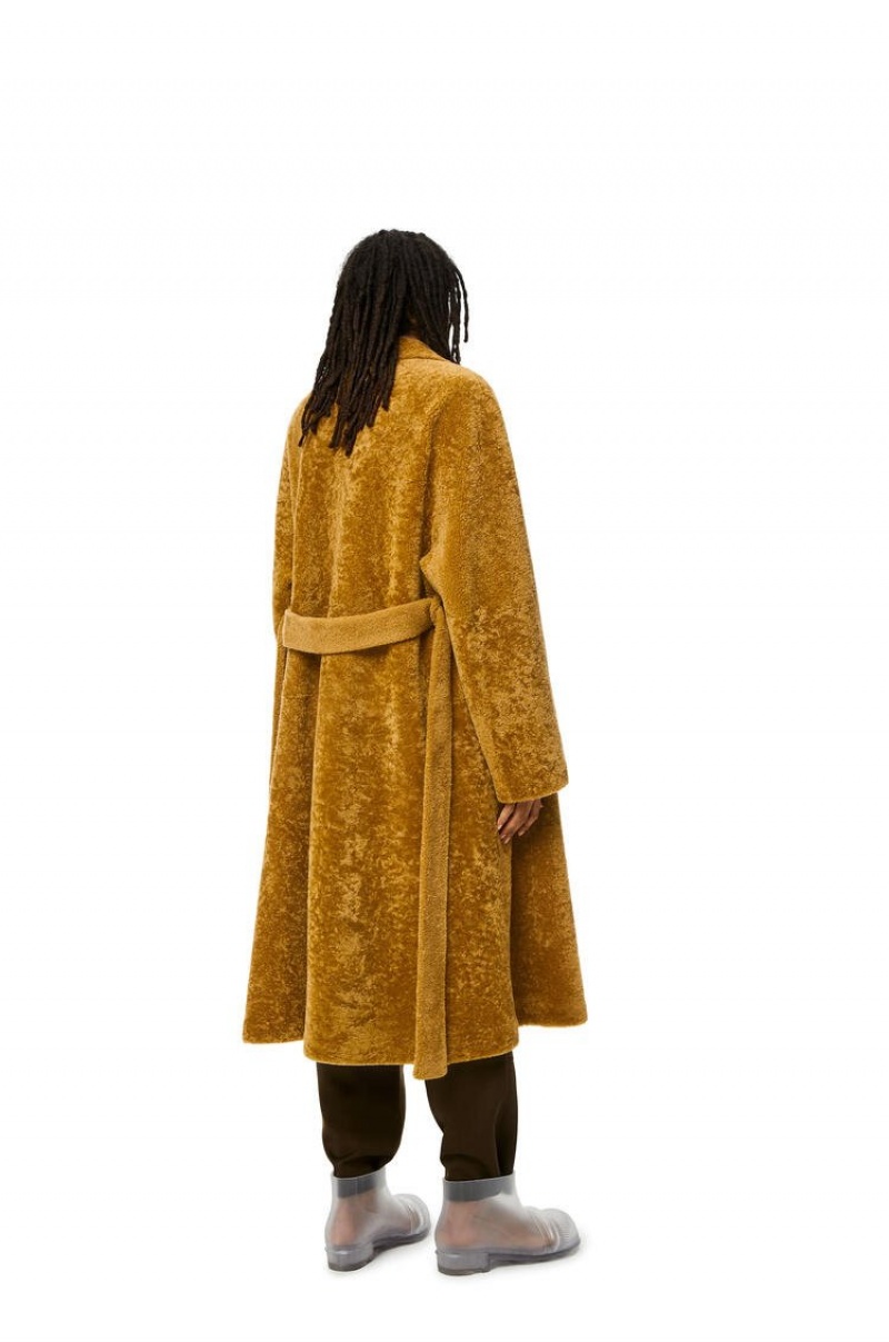 Abrigos Loewe Double breasted coat in shearling Hombre Tobacco | 409JYBFMI