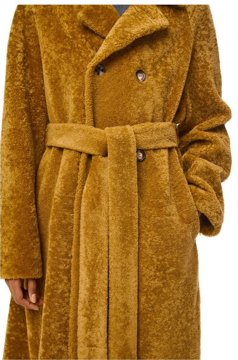 Abrigos Loewe Double breasted coat in shearling Hombre Tobacco | 409JYBFMI