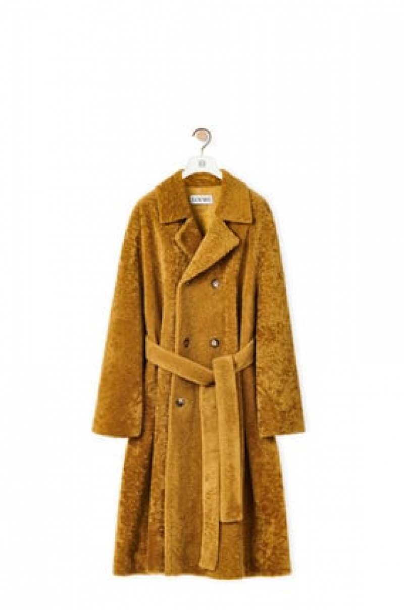 Abrigos Loewe Double breasted coat in shearling Hombre Tobacco | 409JYBFMI