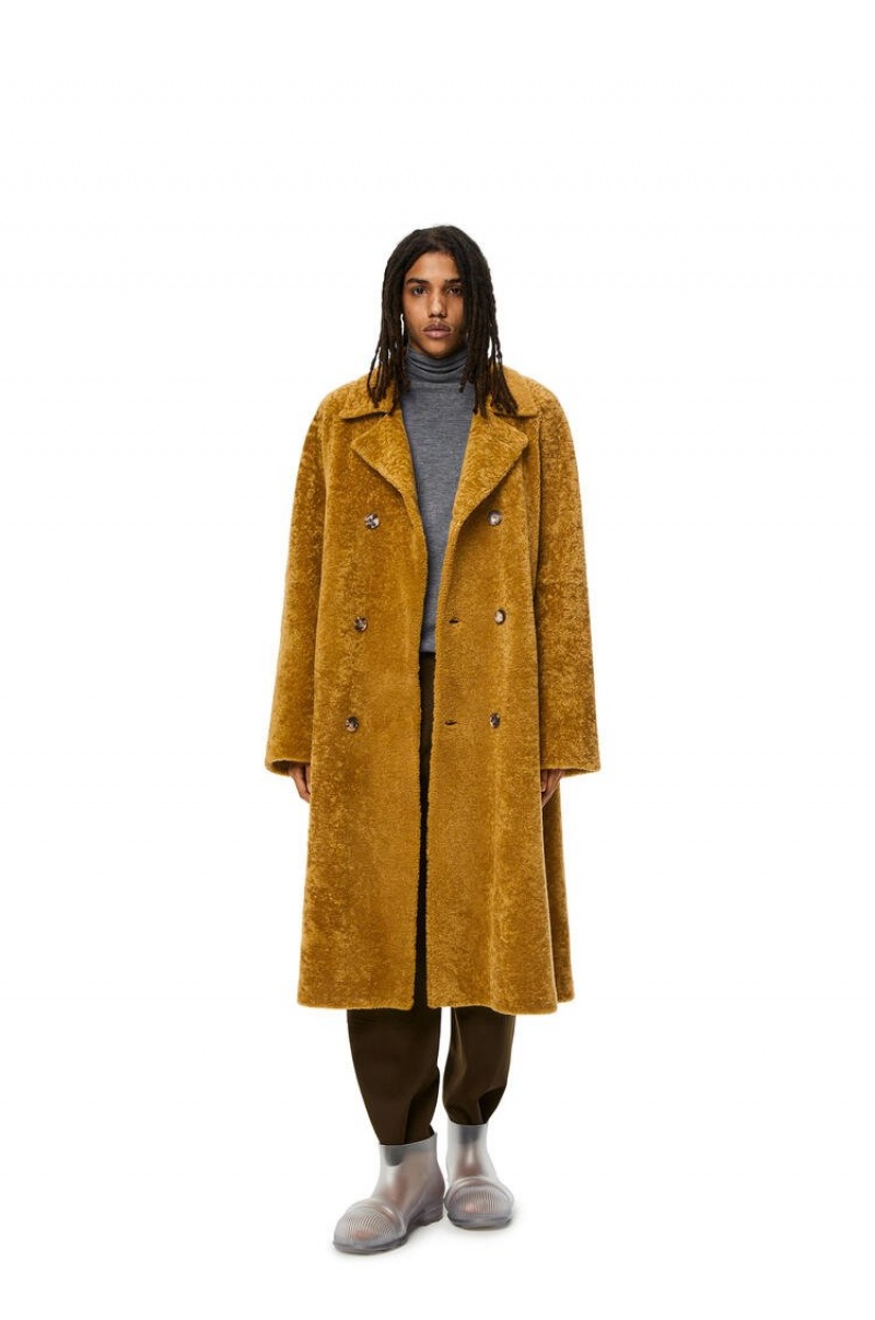 Abrigos Loewe Double breasted coat in shearling Hombre Tobacco | 409JYBFMI