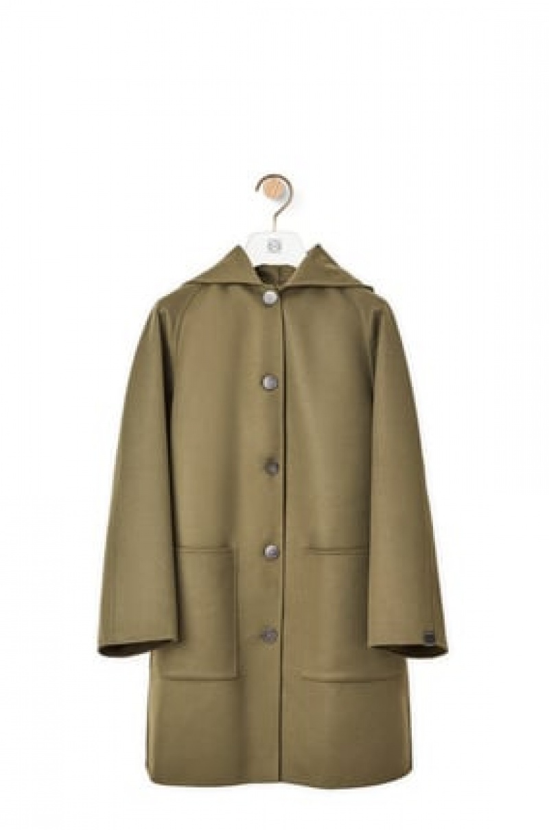 Abrigos Loewe Encapuchado coat and wool and cashmere Mujer Verde | 417AVQMEK