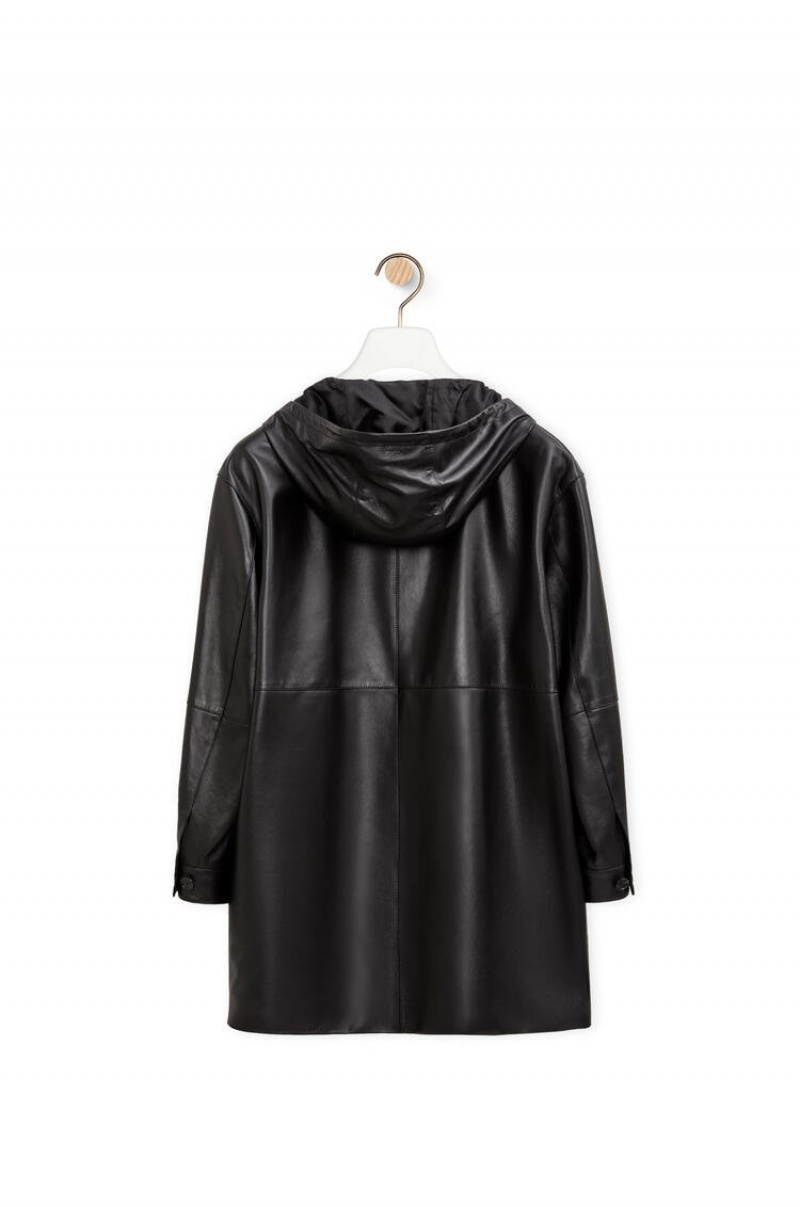 Abrigos Loewe Encapuchado coat in nappa Hombre Negras | 497WKMOTF