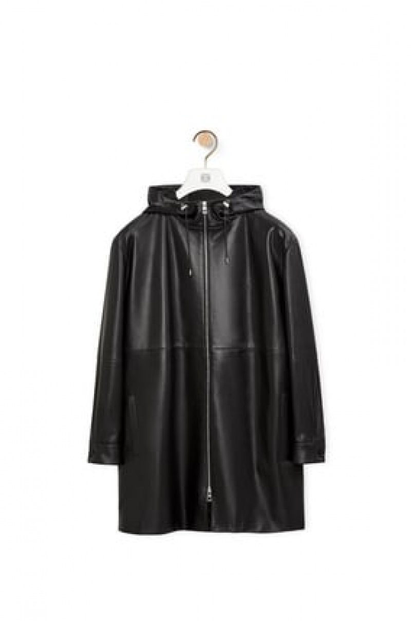 Abrigos Loewe Encapuchado coat in nappa Hombre Negras | 497WKMOTF