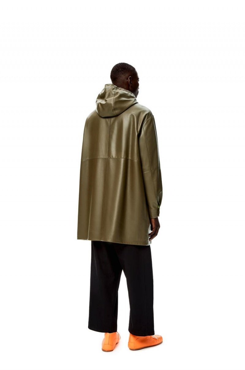 Abrigos Loewe Encapuchado coat in nappa Hombre Kaki Verde | 594MJFXPA