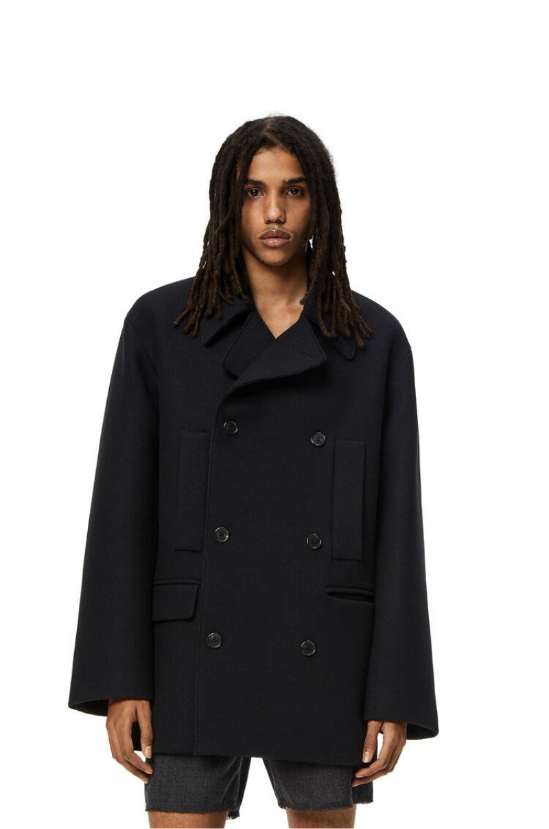 Abrigos Loewe Relaxed peacoat in wool Hombre Negras | 214BMCXKO