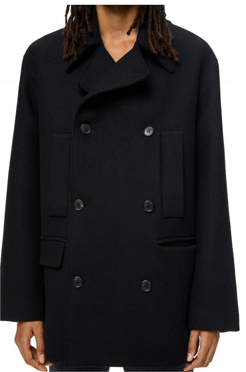 Abrigos Loewe Relaxed peacoat in wool Hombre Negras | 214BMCXKO