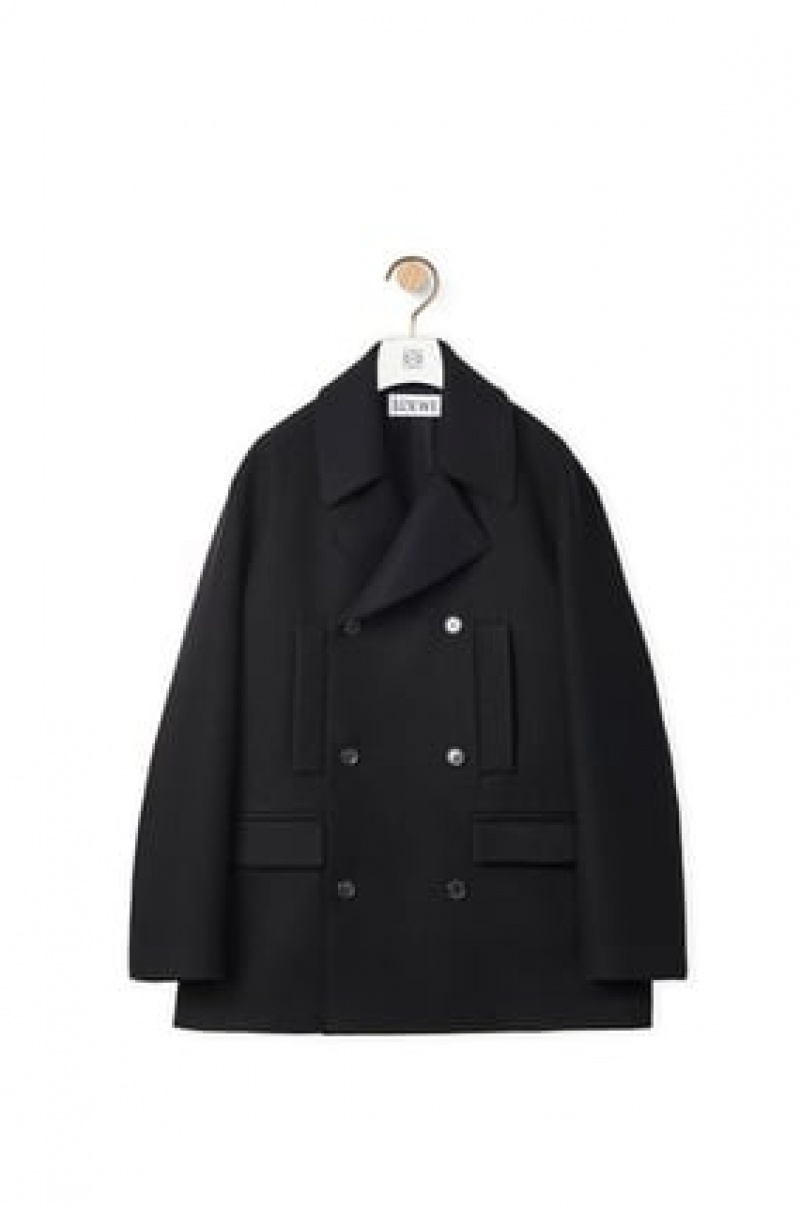 Abrigos Loewe Relaxed peacoat in wool Hombre Negras | 214BMCXKO