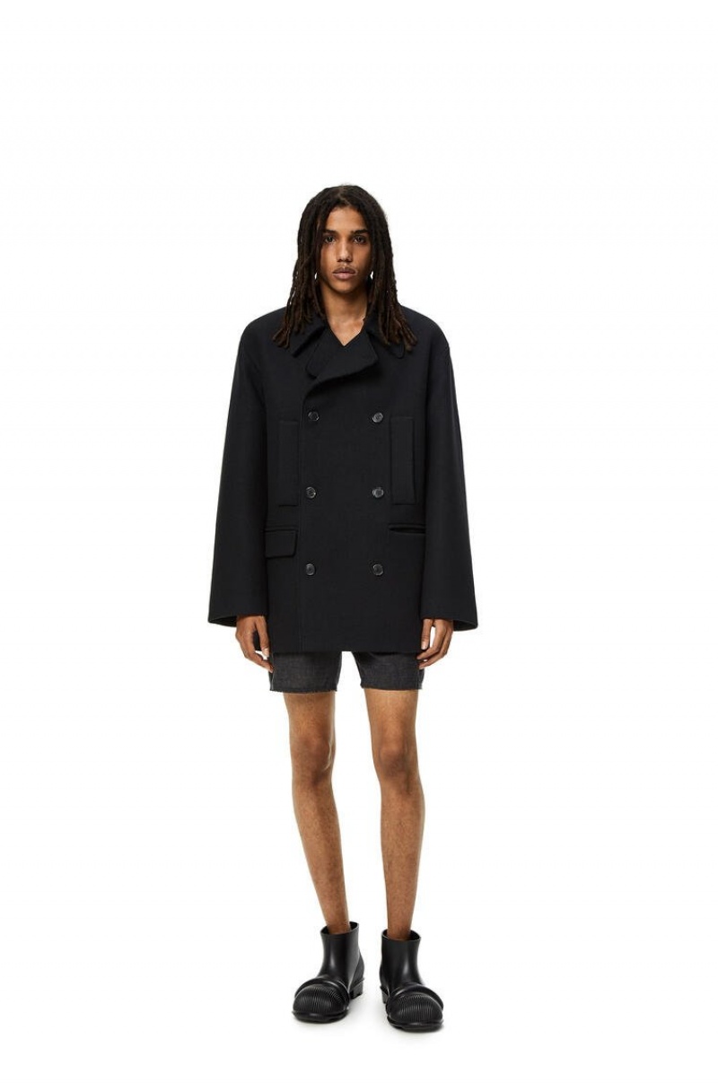 Abrigos Loewe Relaxed peacoat in wool Hombre Negras | 214BMCXKO