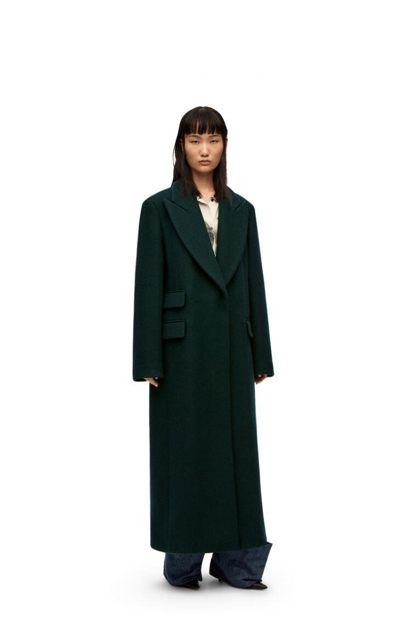 Abrigos Loewe Single breasted coat in wool and cashmere Mujer Verde | 203RPVYMJ