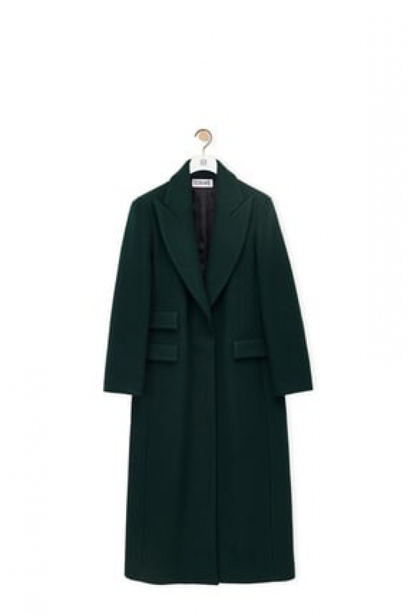 Abrigos Loewe Single breasted coat in wool and cashmere Mujer Verde | 203RPVYMJ