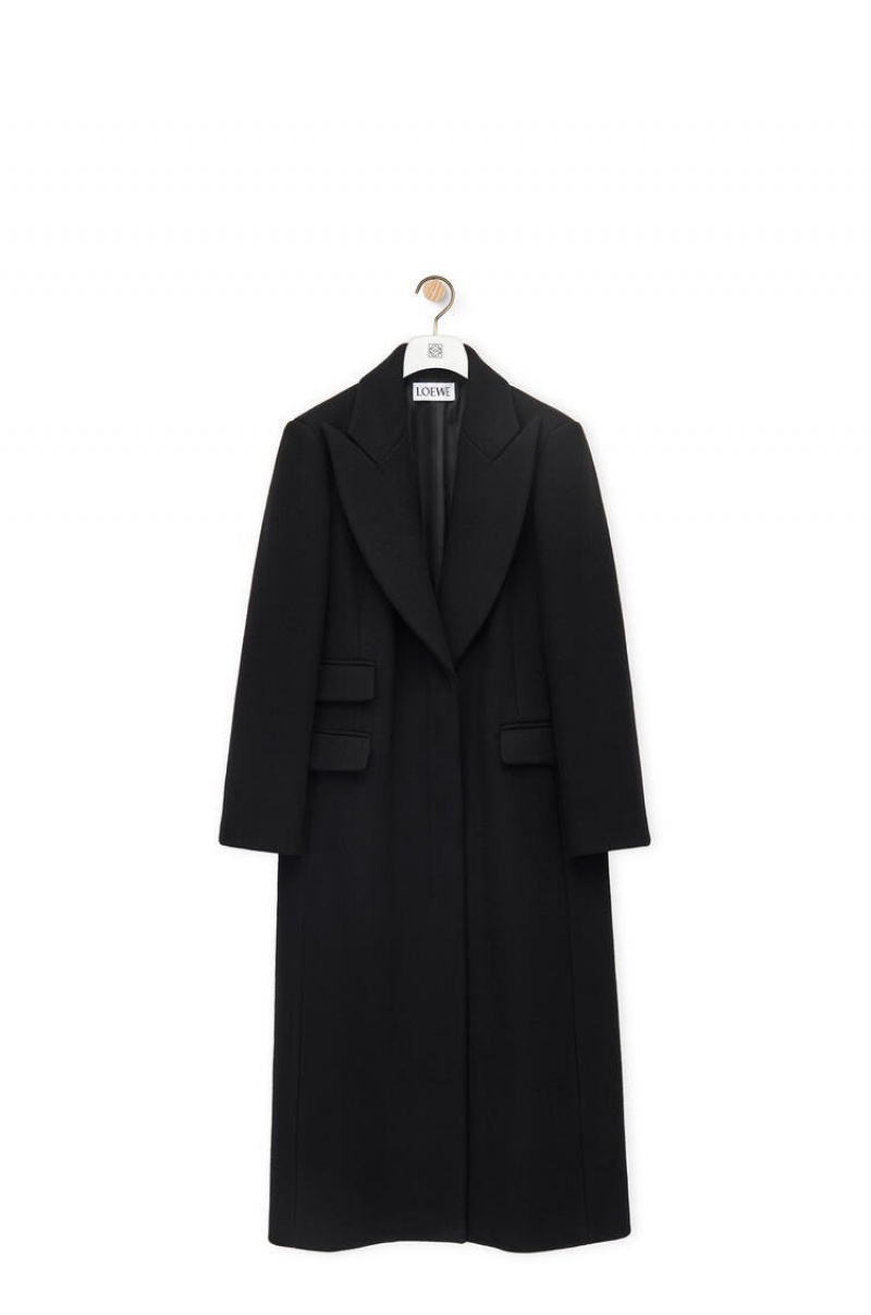 Abrigos Loewe Single breasted coat in wool and cashmere Mujer Negras | 351LTGUAH