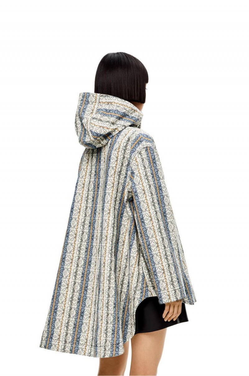 Abrigos Loewe Stripe Anagram jacquard parka in cotton Mujer Azules Multicolor | 689DNZQRC