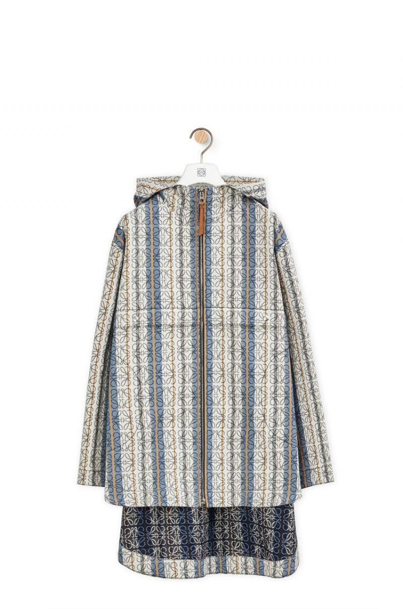 Abrigos Loewe Stripe Anagram jacquard parka in cotton Mujer Azules Multicolor | 689DNZQRC