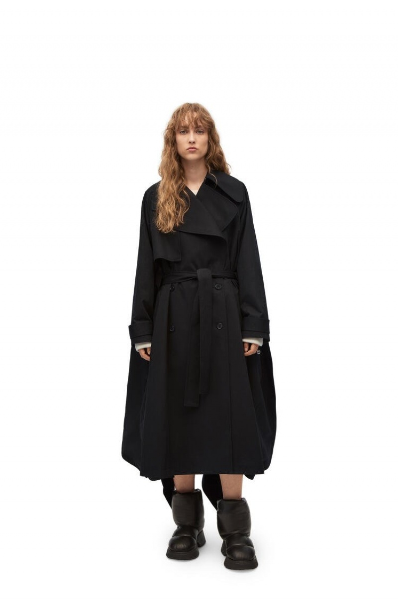 Abrigos Loewe Trench coat in cotton Mujer Negras | 308TOWYHS