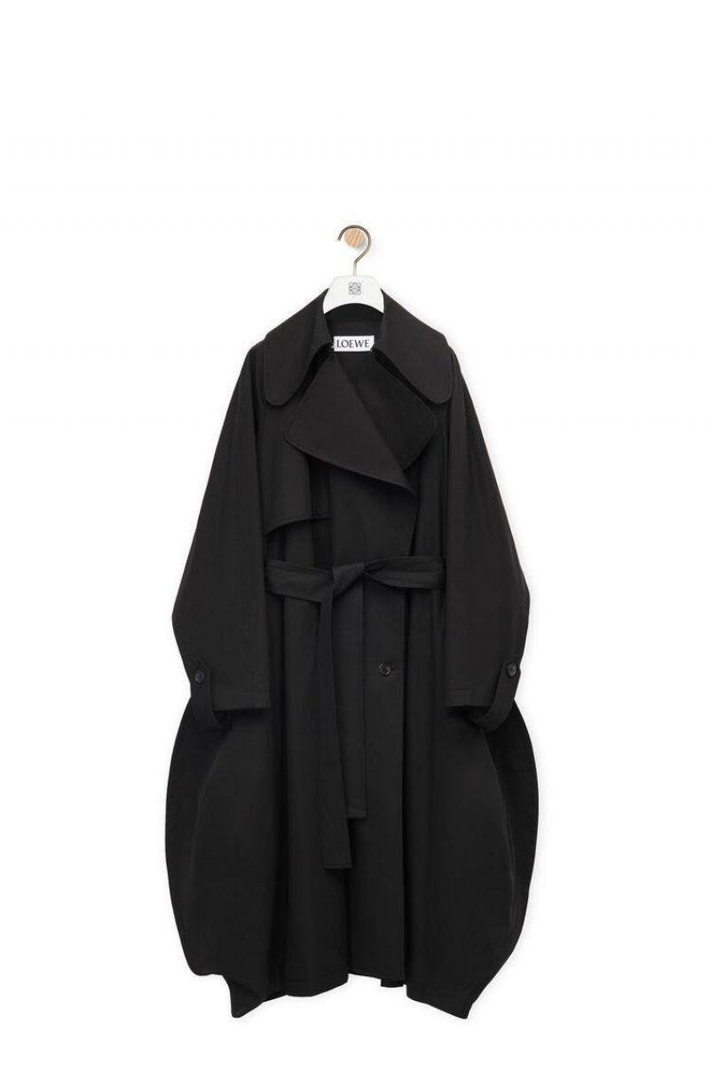 Abrigos Loewe Trench coat in cotton Mujer Negras | 308TOWYHS