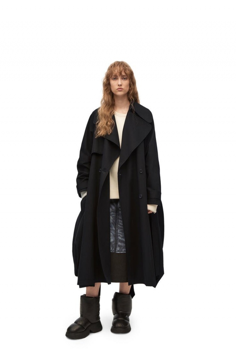 Abrigos Loewe Trench coat in cotton Mujer Negras | 308TOWYHS