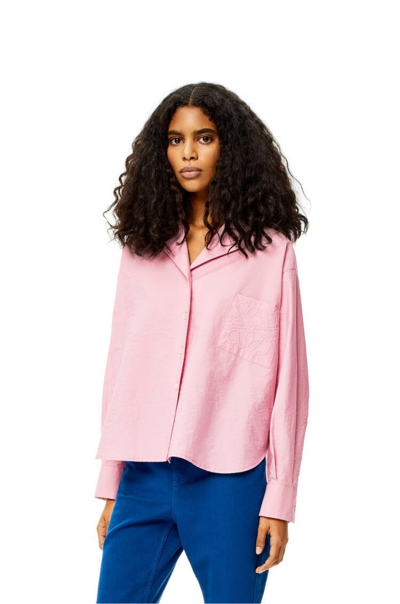 Blusa Loewe Anagram pyjama blouse in cotton Mujer Rosas | 432TRMQYF