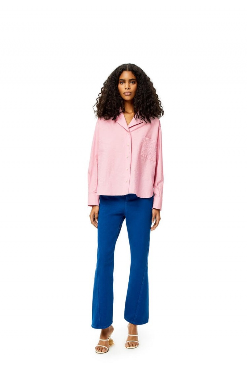 Blusa Loewe Anagram pyjama blouse in cotton Mujer Rosas | 432TRMQYF