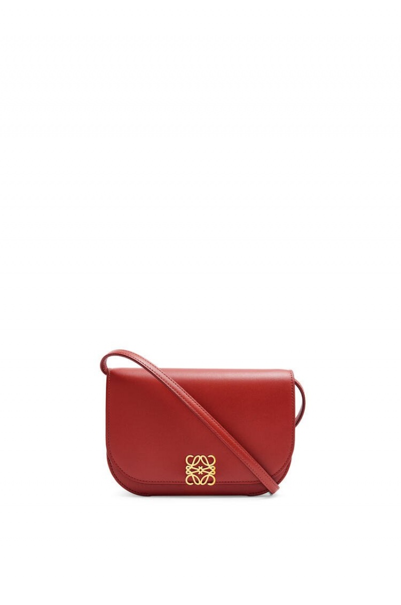 Bolsa De Hombro Loewe Goya Accordion clutch in silk calfskin Mujer Rojas Oscuro | 721DPOWMK