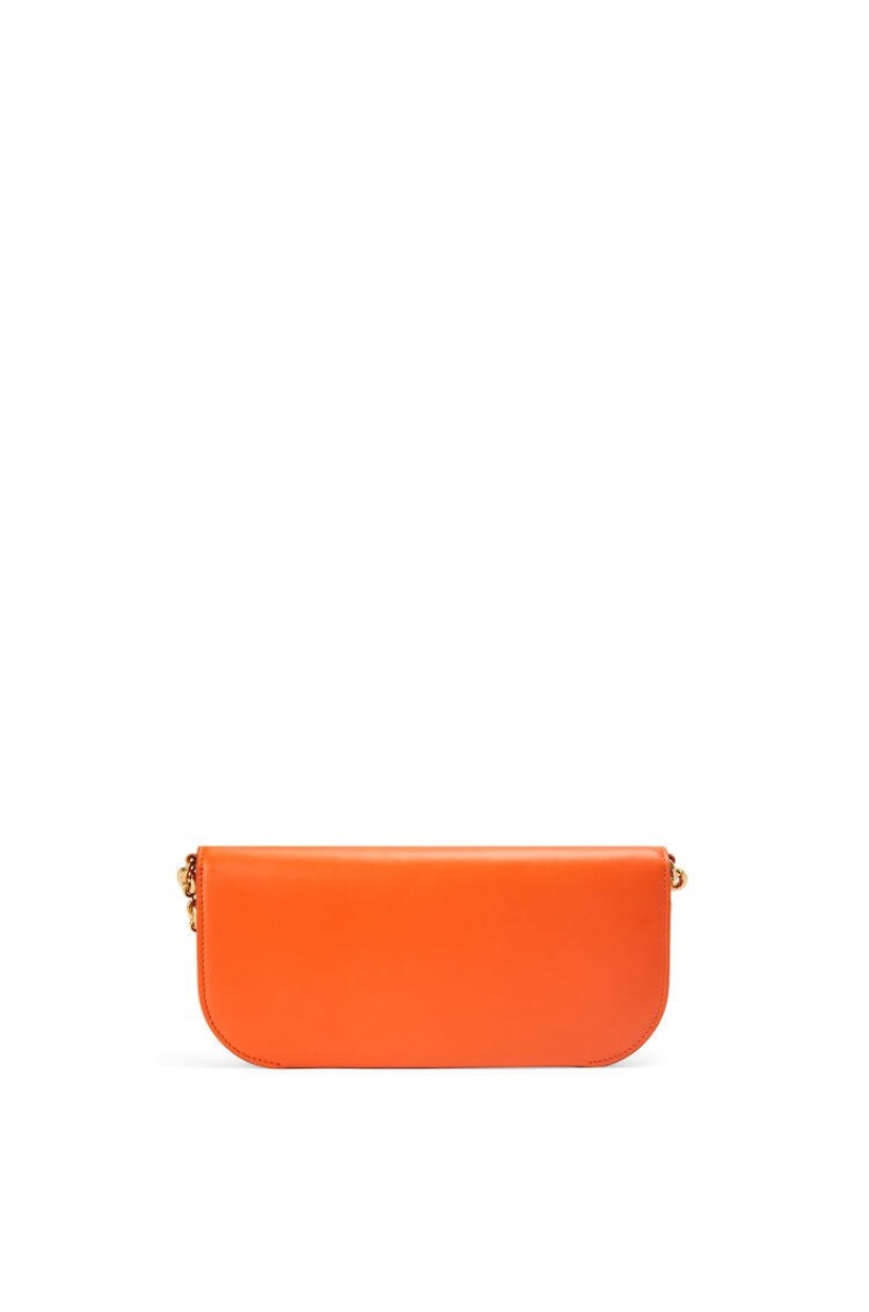 Bolsa De Hombro Loewe Goya Long Chain Clutch in silk calfskin Mujer Naranjas | 728NAPTSW