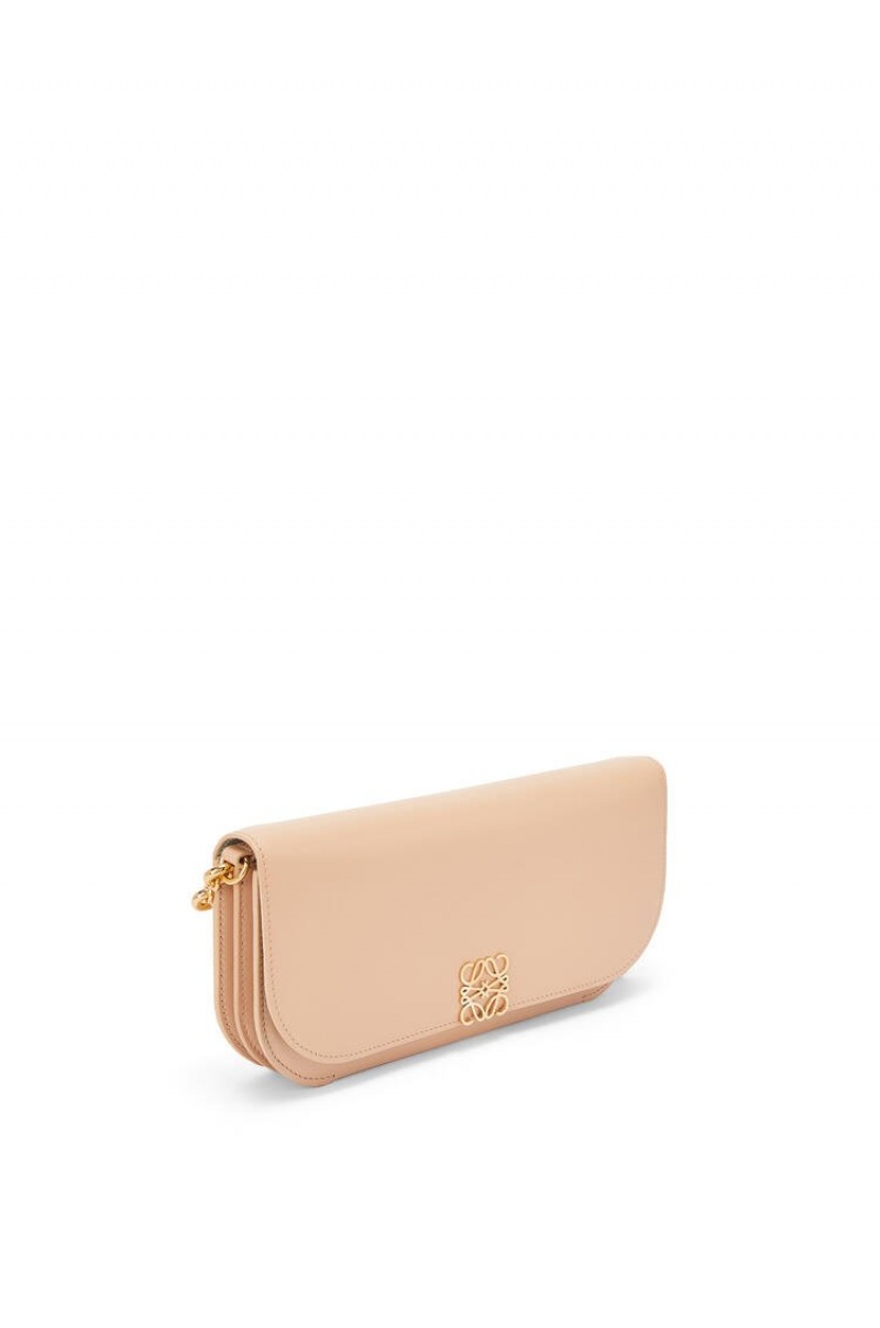 Bolsa De Hombro Loewe Goya Long Chain Clutch in silk calfskin Mujer Nude | 910FDZQWP