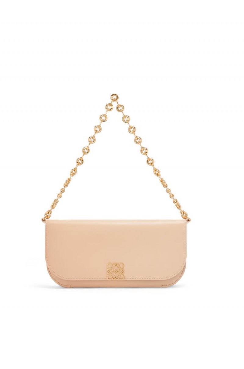 Bolsa De Hombro Loewe Goya Long Chain Clutch in silk calfskin Mujer Nude | 910FDZQWP