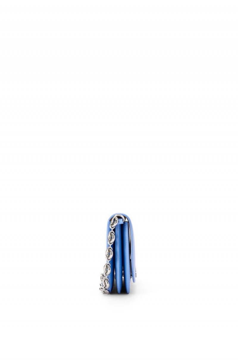 Bolsa De Hombro Loewe Goya Long Chain Clutch in silk calfskin Mujer Azules | 176EPHKFM