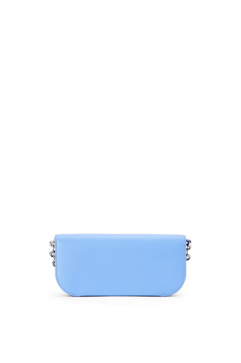 Bolsa De Hombro Loewe Goya Long Chain Clutch in silk calfskin Mujer Azules | 176EPHKFM