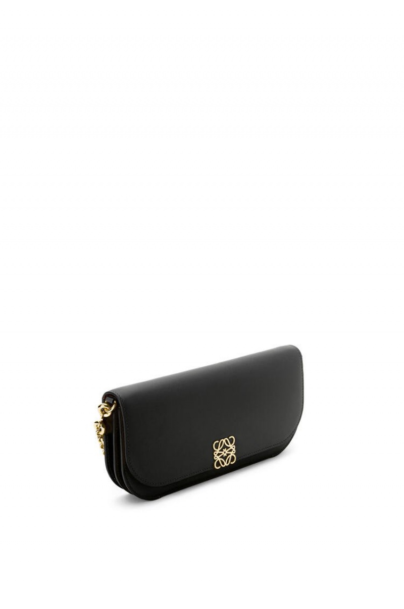 Bolsa De Hombro Loewe Goya Long Chain Clutch in silk calfskin Mujer Negras | 348ZCQMBX