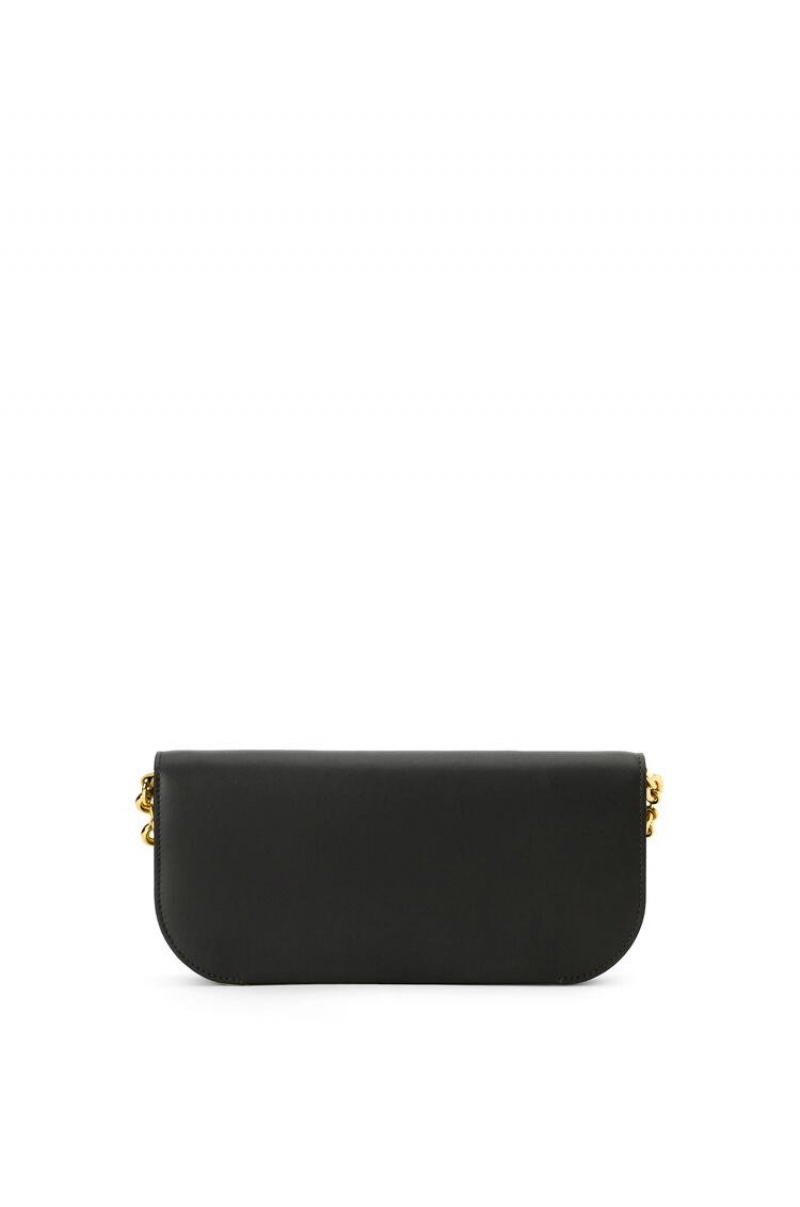 Bolsa De Hombro Loewe Goya Long Chain Clutch in silk calfskin Mujer Negras | 348ZCQMBX