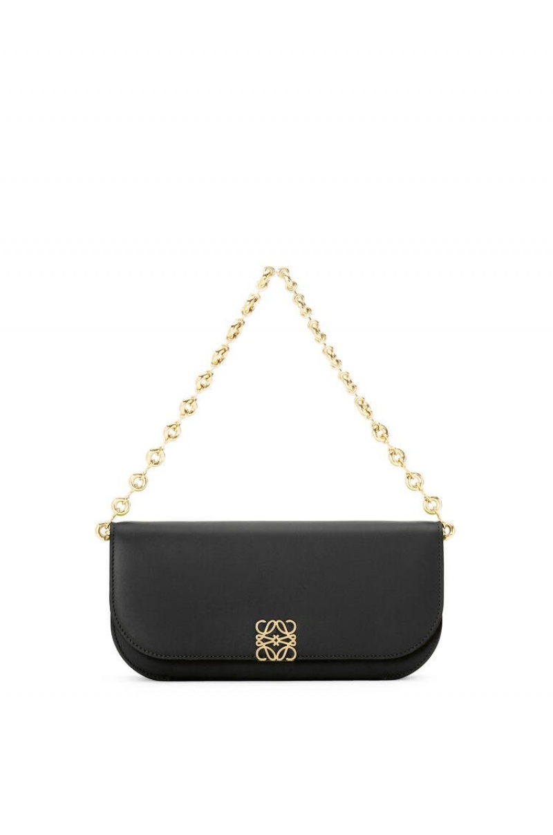 Bolsa De Hombro Loewe Goya Long Chain Clutch in silk calfskin Mujer Negras | 348ZCQMBX