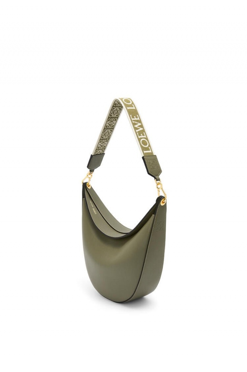 Bolsa De Hombro Loewe LOEWE Luna bag in satin calfskin and jacquard Mujer Verde | 908ZLGSPF