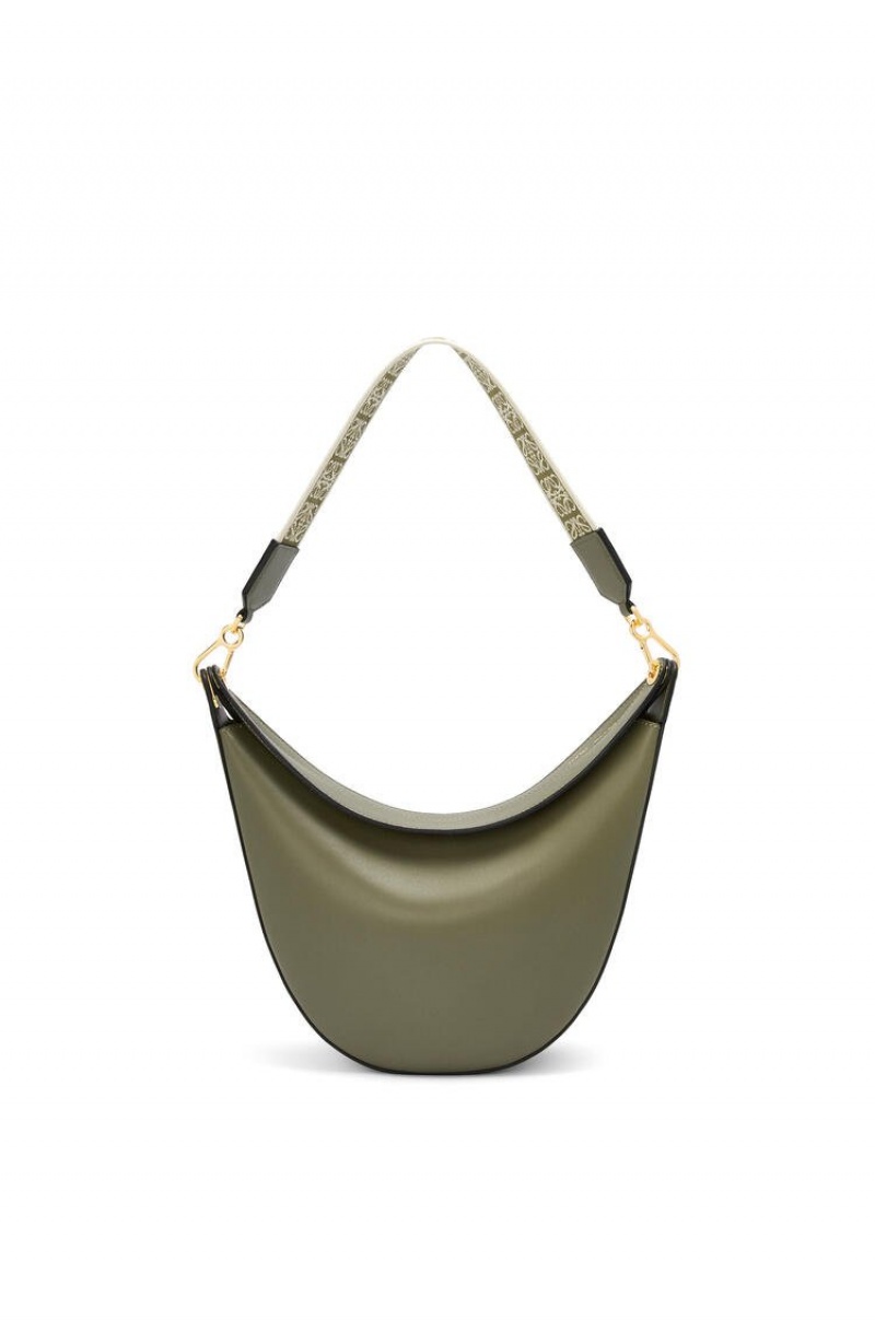 Bolsa De Hombro Loewe LOEWE Luna bag in satin calfskin and jacquard Mujer Verde | 908ZLGSPF