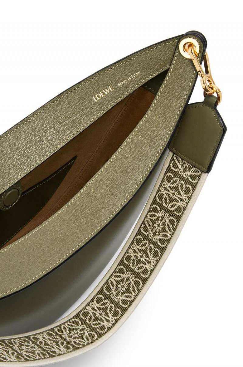 Bolsa De Hombro Loewe LOEWE Luna bag in satin calfskin and jacquard Mujer Verde | 908ZLGSPF