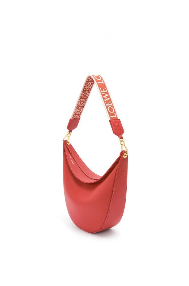 Bolsa De Hombro Loewe LOEWE Luna bag in satin calfskin and jacquard Mujer Rojas | 763ZWGTSF