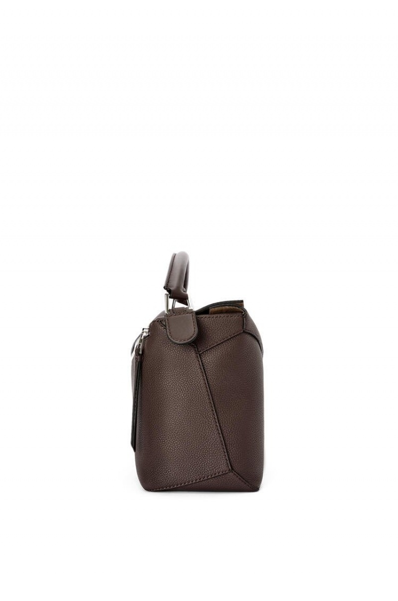 Bolsa De Hombro Loewe Large Puzzle Edge bag in grained calfskin Hombre Chocolate | 290LYRDIZ