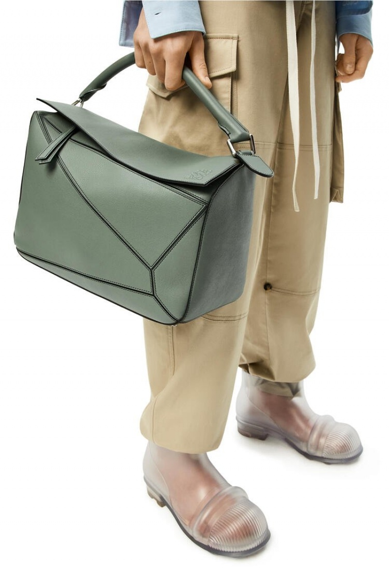 Bolsa De Hombro Loewe Large Puzzle bag in classic calfskin Hombre Verde Menta | 180CRLGVO